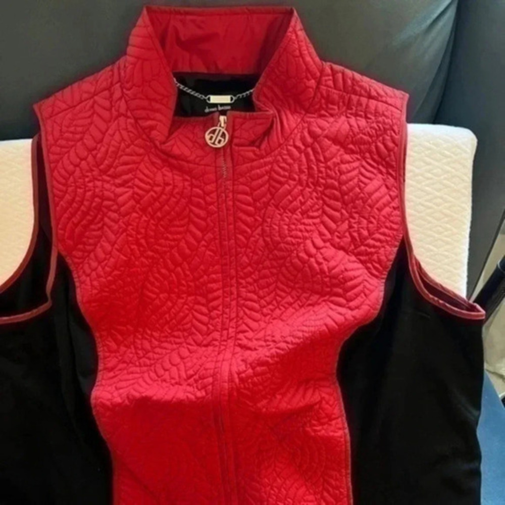 Dennis Basso Quilted Red and Black Vest 2X